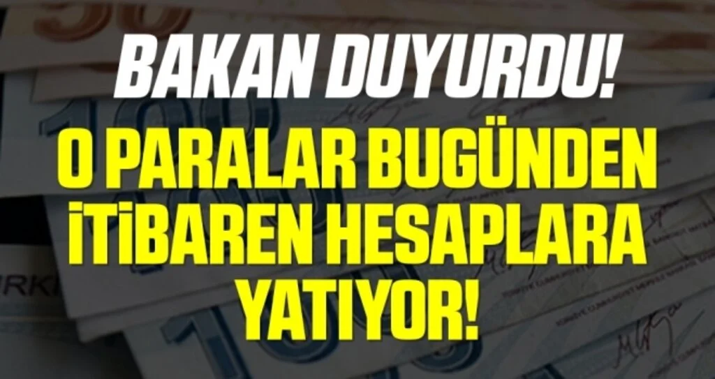 Bakan Duyurdu! O Paralar Bugünden İtibaren Hesaplara Yatıyor!