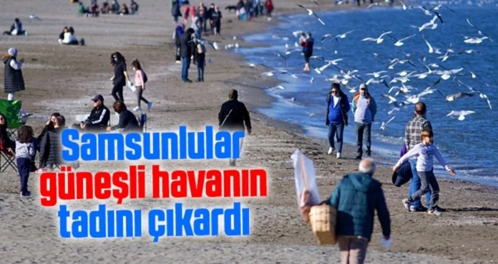 Samsunlular yılın son gününde sahilde güneşli havanın tadını çıkardı