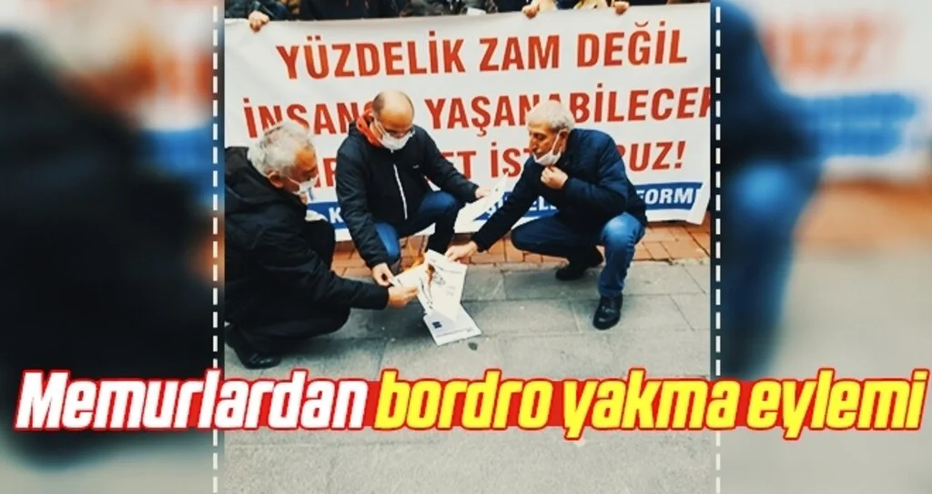 Memurlardan bordro yakma eylemi