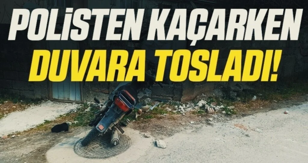 Polisin 'dur' ihtarına uymayan motosiklet sürücüsü duvara çarptı