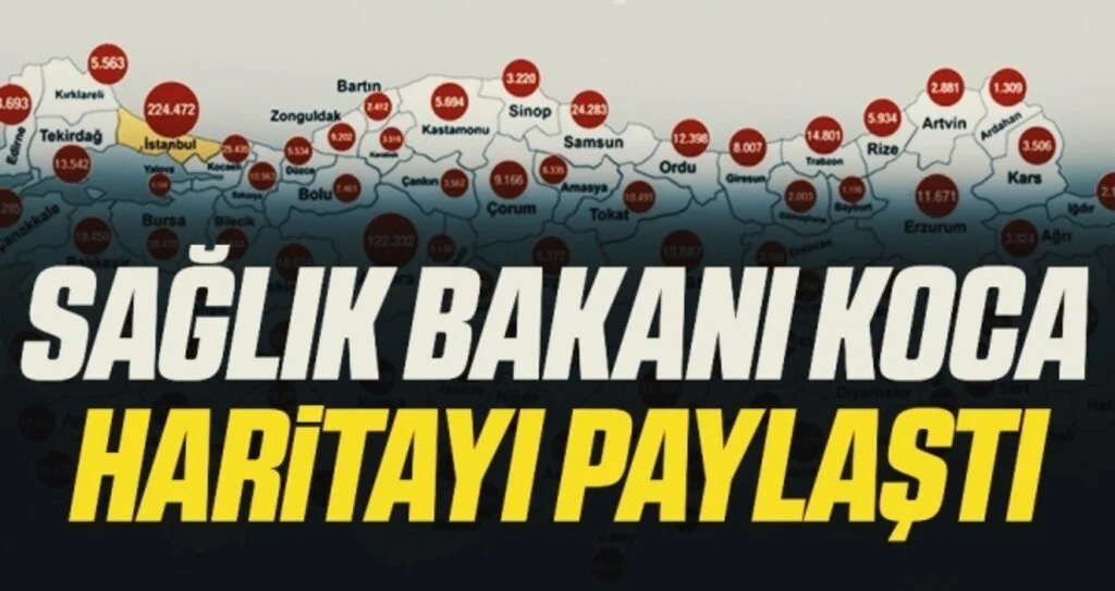 Sağlık Bakanı Fahrettin Koca Haritayı Paylaştı! 1,2 milyon aşı Türkiye'nin tamamına ulaştı