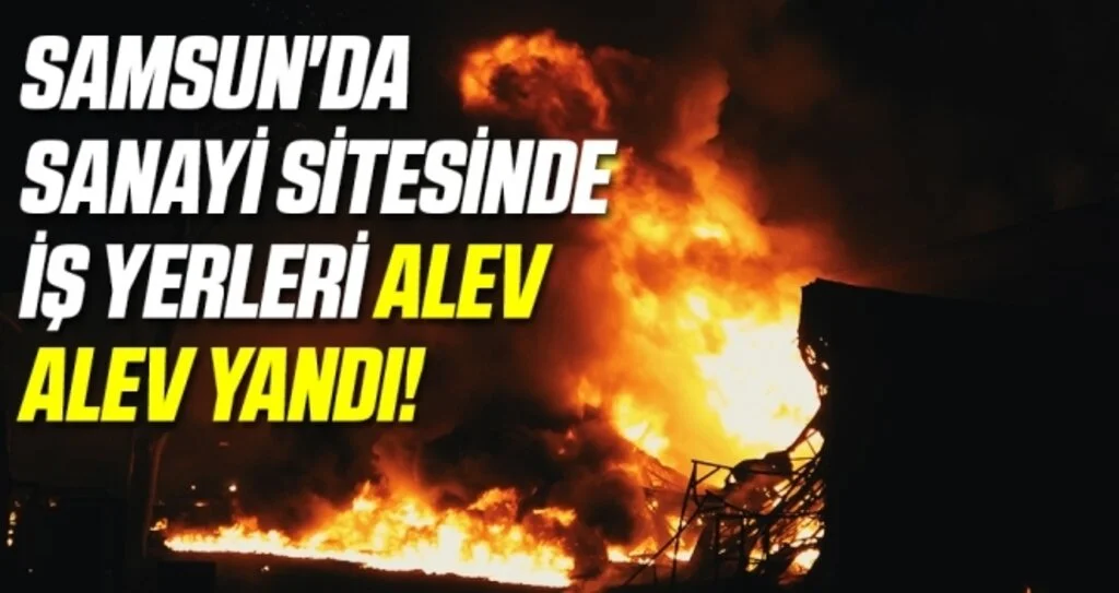 Samsun'da sanayi sitesinde iş yerleri alev alev yandı!