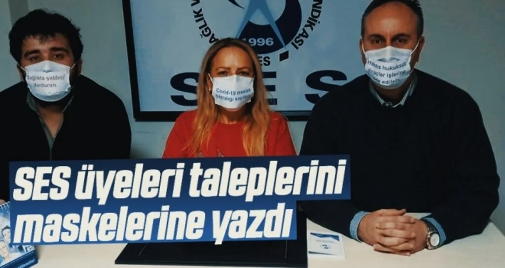 SES üyeleri taleplerini maskelerine yazdı 