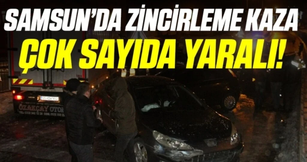 Bafra'da buzlanan yolda zincirleme trafik kazasında 6 araç çarpıştı