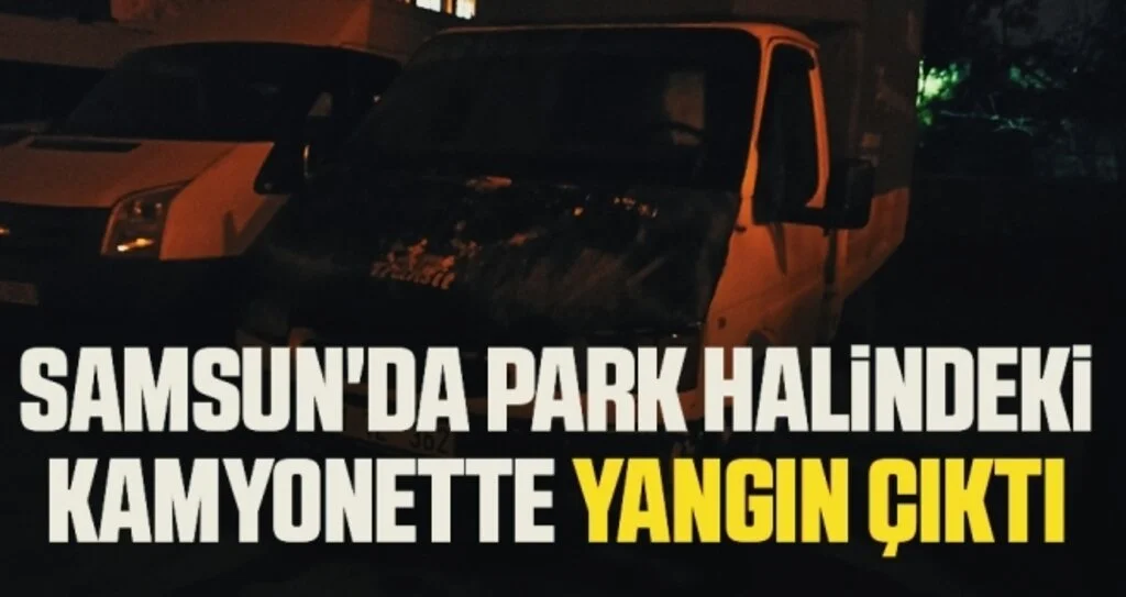 Samsun'da Park halindeki kamyonette yangın çıktı