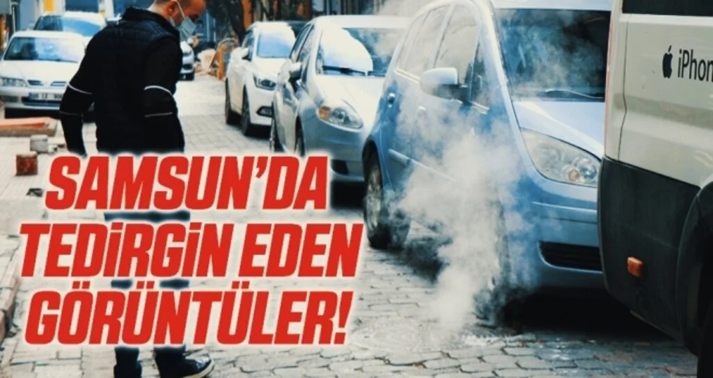 Samsun'da Rögar kapağından çıkan duman tedirginlik oluşturdu