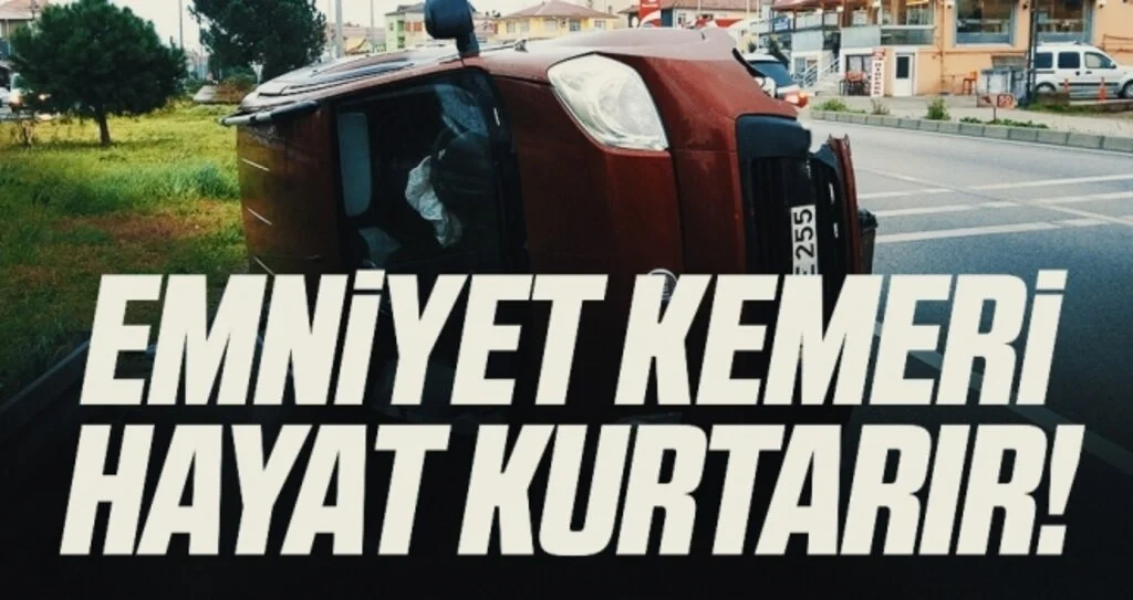 Samsun'da takla atan aracın sürücüsünü emniyet kemeri kurtardı