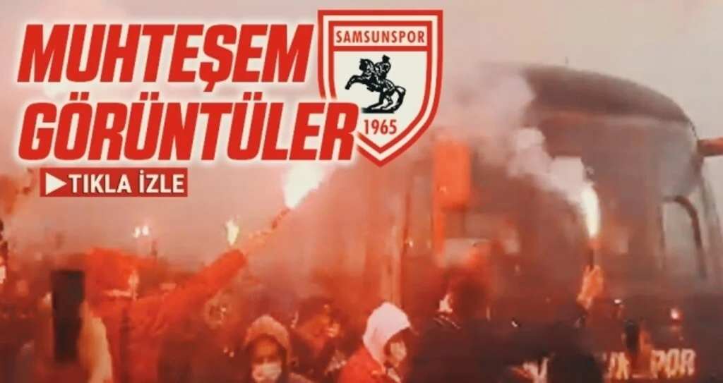 Samsunspor Taraftarı Takımı Stada Meşalelerle Uğurladı! Muhteşem Görüntüler