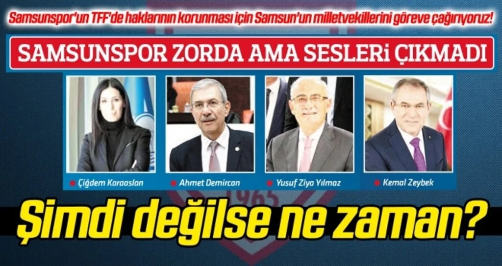 Samsunspor'un TFF'de haklarının korunması için Samsun'un milletvekillerini göreve çağırıyoruz!