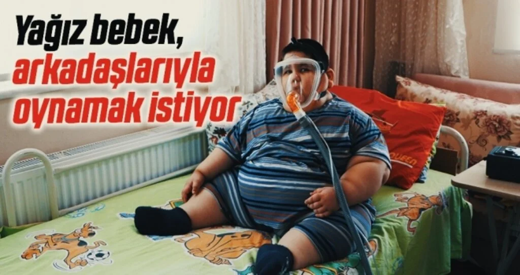 5 yaşında 90 kiloya ulaşan Yağız bebek, arkadaşlarıyla oynamak istiyor