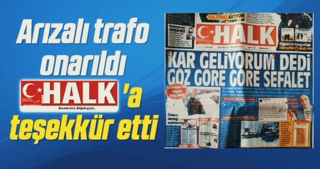 Arızalı trafo onarıldı HHALK'a teşekkür etti