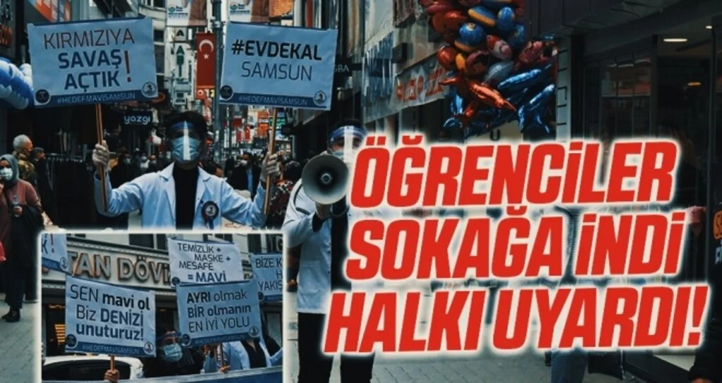 Çok yüksek riskli Samsun'da tıp öğrencileri sokağa indi, megafonla halkı uyardı