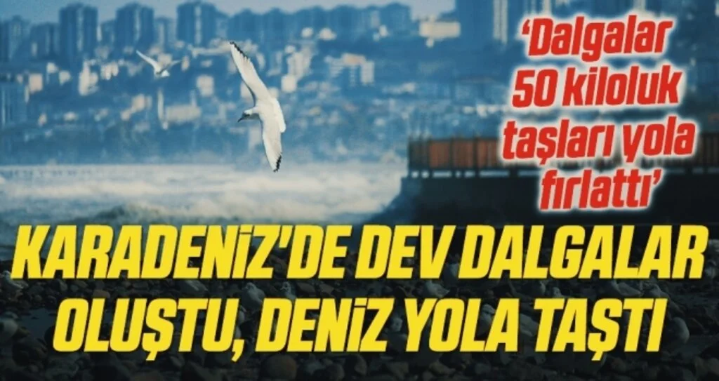 Karadeniz'de dev dalgalar oluştu, deniz yola taştı ‘Dalgalar 50 kiloluk taşları yola fırlattı’