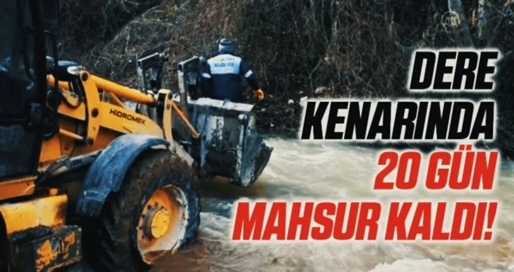 Samsun'da kar yağışı sonrası debisi yükselen derenin kenarında 20 gündür mahsur kalan köpek kurtarıldı