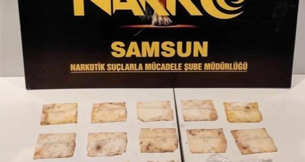 Samsun'da selülozik kağıda emdirilmiş sentetik uyuşturucu ele geçirildi