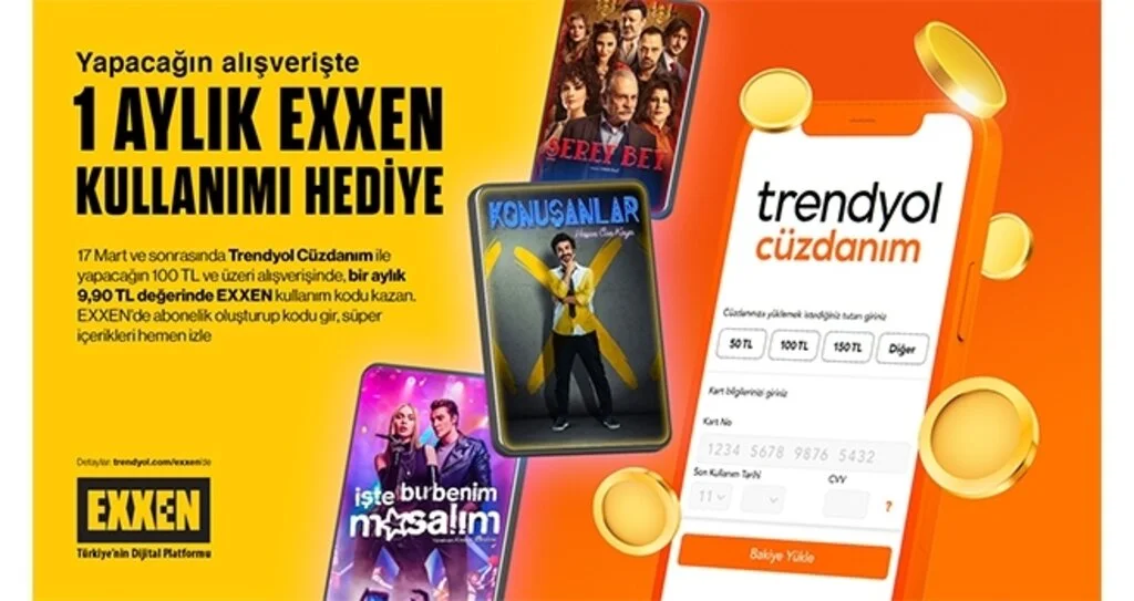 Trendyol’da Cüzdan ile alışverişte EXXEN üyeliği hediye