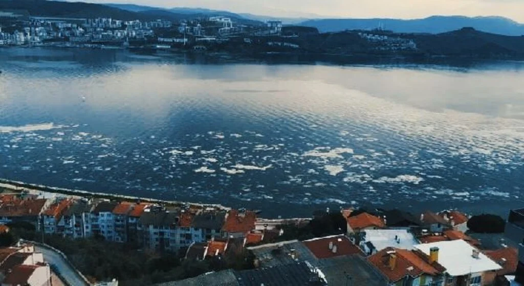 Beyaza bürünen Gemlik Körfezi korkuttu