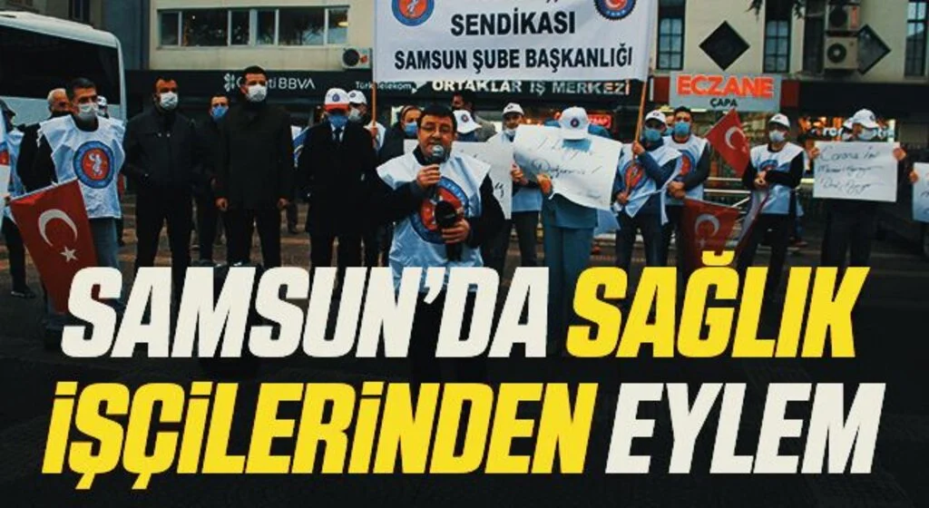 OMÜ sağlık işçilerinden toplu sözleşme eylemi