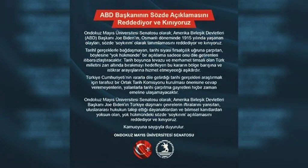 OMÜ'den Biden'a kınama