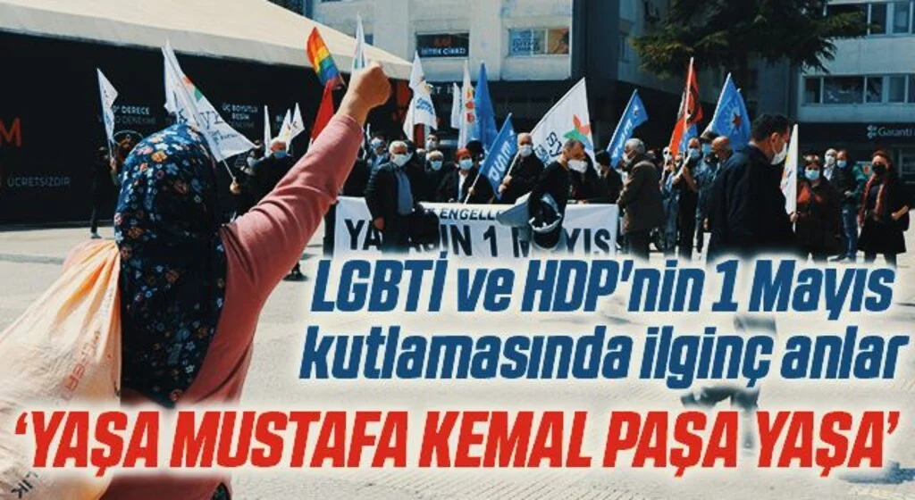 Samsun'da LGBTİ ve HDP'nin 1 Mayıs kutlamasında ilginç anlar