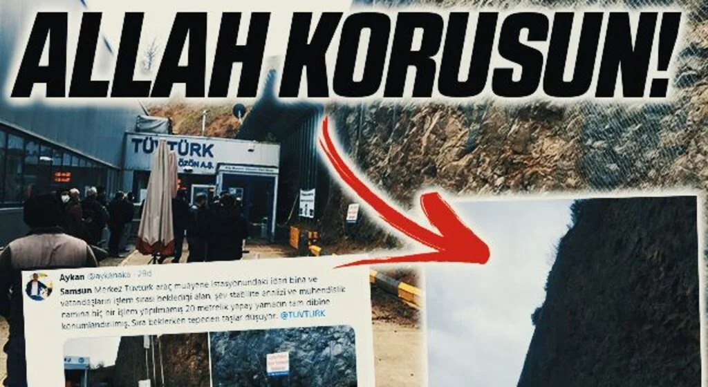 Samsun'da TÜVTÜRK Araç Muayene İstasyonunda Heyelan Korkusu