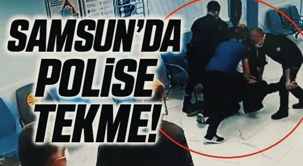 Sokakta darp edilen şahsın hastanede polise tokat atma anı kamerada