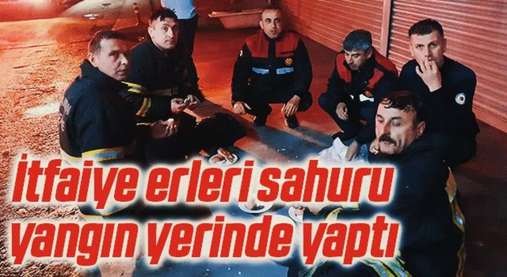 İtfaiye erleri sahuru yangın yerinde yaptı