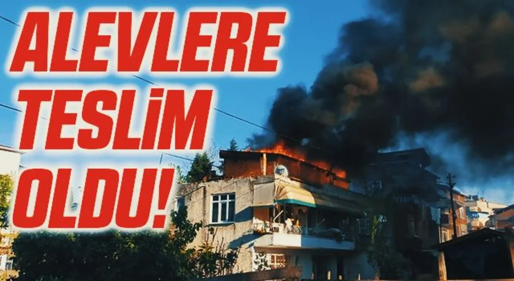 Samsun'da Evin çatısı alevlere teslim oldu