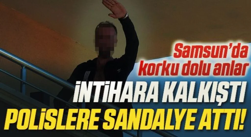 4. katın balkonunda intihara kalkışıp polislerin üzerine sandalye attı
