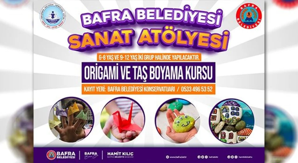 Bafra'da origami ve taş boyama kursu