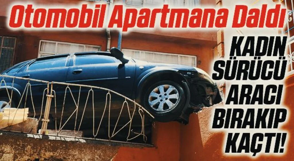Samsun'da Otomobil apartmana daldı, kadın sürücü aracı bırakıp kaçtı