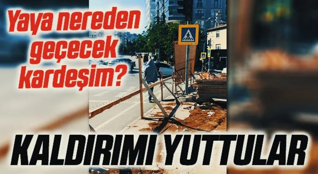 Yaya nereden geçecek kardeşim? İnşaat çalışmasında kaldırımı yuttular 