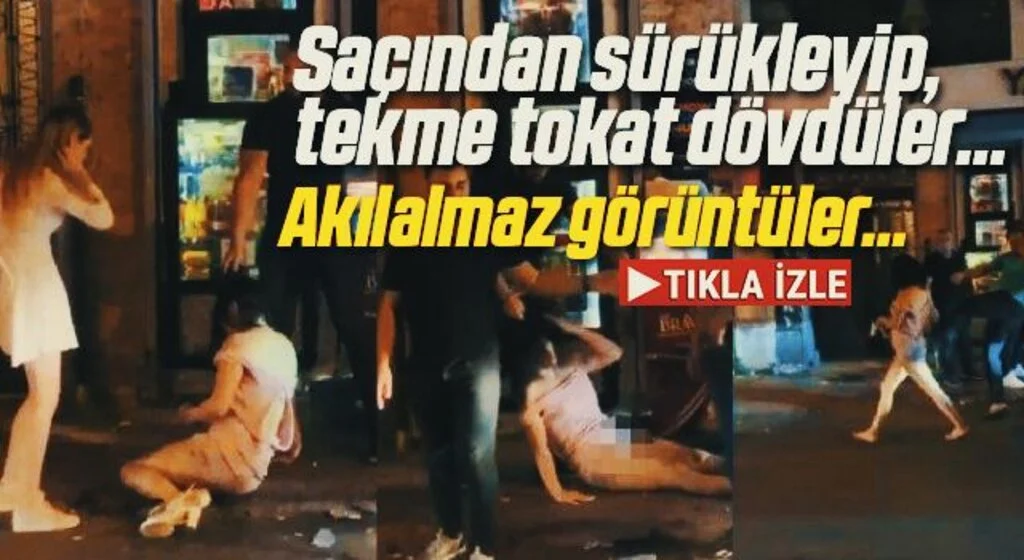 Akılalmaz görüntüler… Saçından sürükleyip, tekme tokat dövdüler…