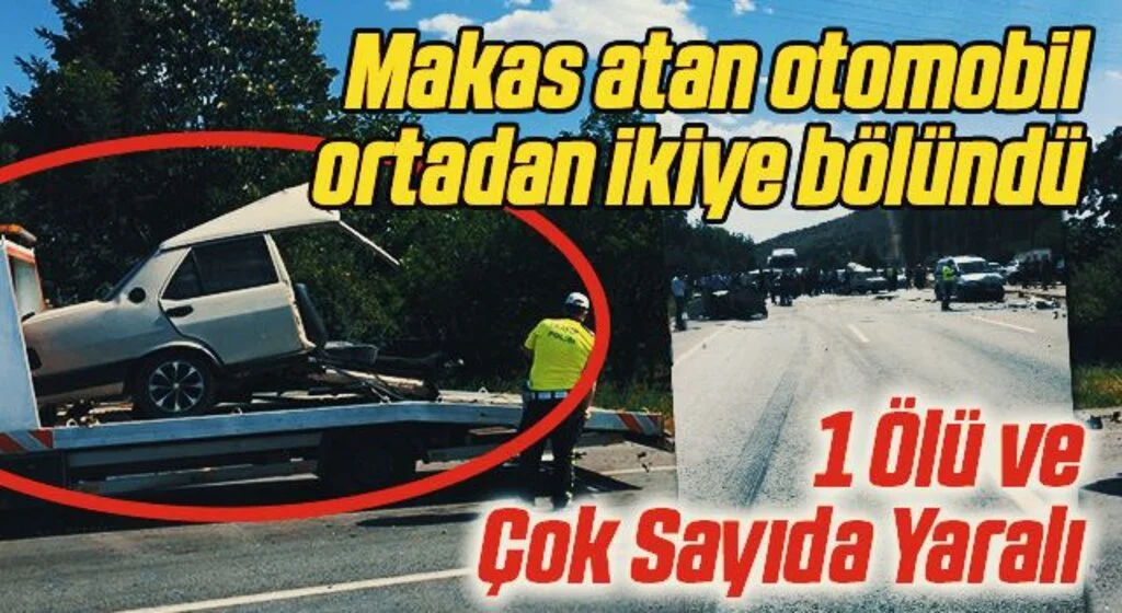 Makas atan otomobil ortadan ikiye bölündü: 1 ölü, 10 yaralı