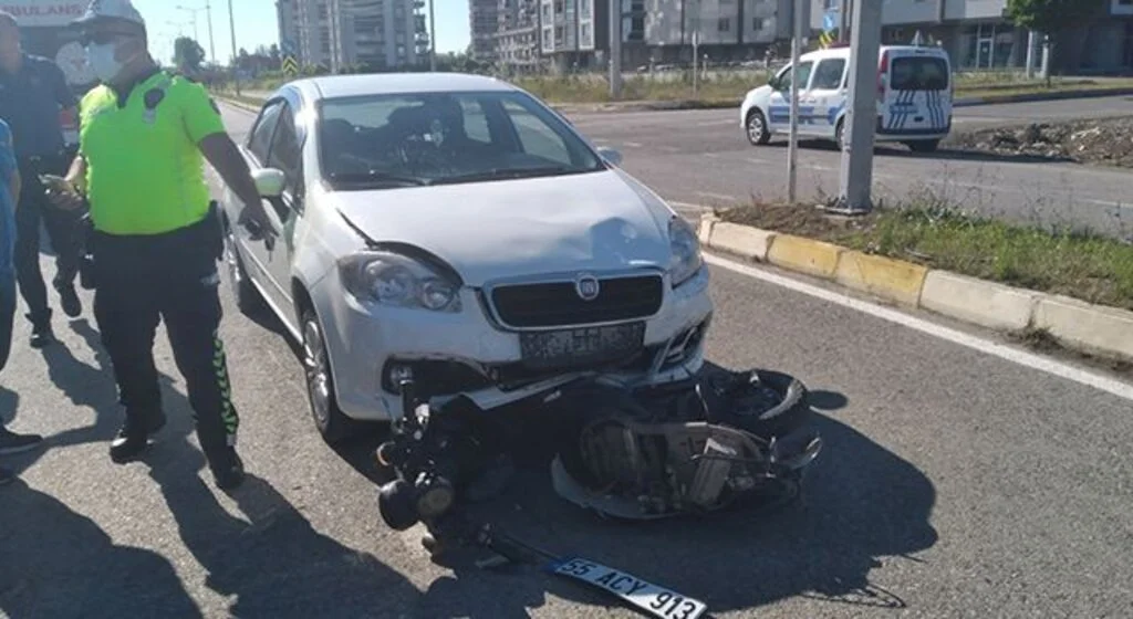 Otomobil ile elektrikli motosiklet çarpıştı: 1 yaralı