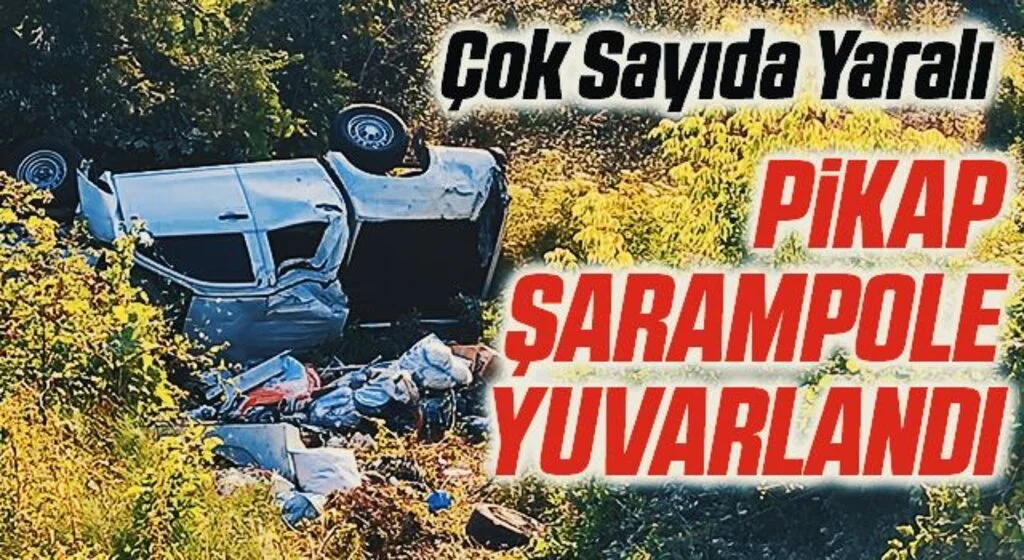 Samsun'da pikap şarampole yuvarlandı: 6 yaralı