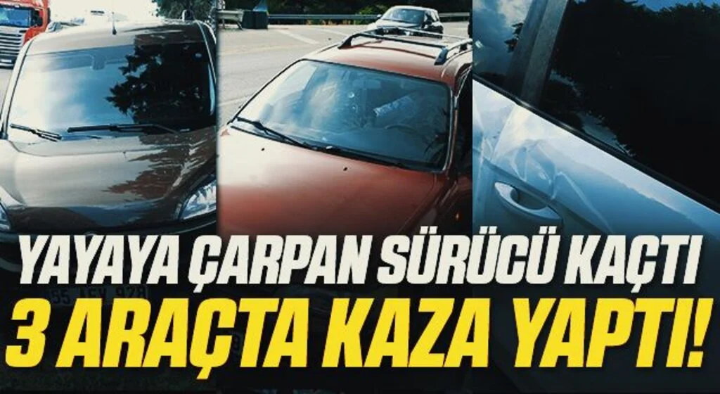 Yayaya çarpan sürücü kaçtı, yoldaki yaralıya çarpmamak için 3 araç da kaza yaptı