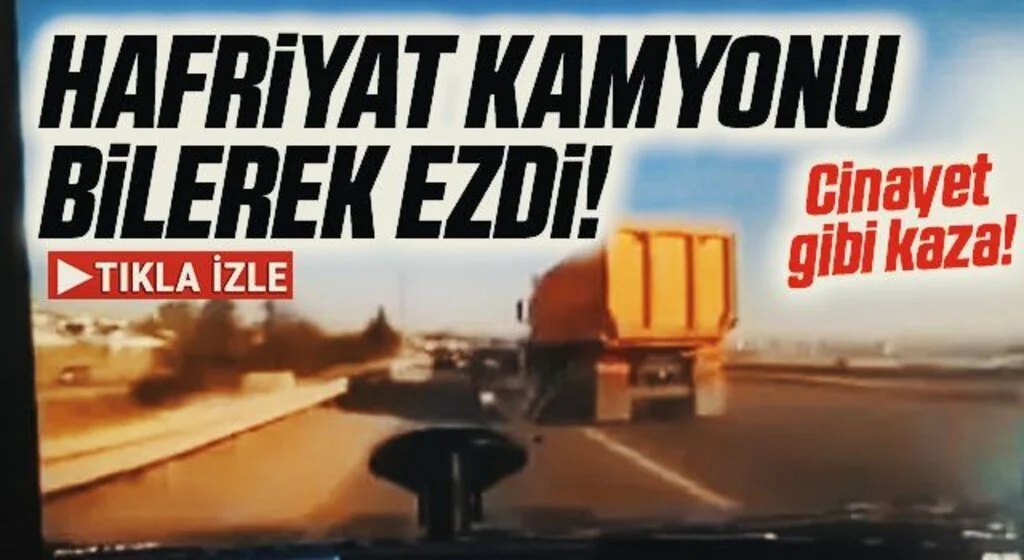 Hafriyat kamyonu motosiklet sürücüsüne sinirlenip ezdi! Cinayet gibi kaza kamerada