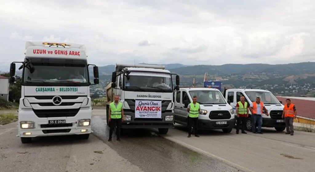 İlkadım, Tekkeköy, Çarşamba'dan sel bölgesine destek