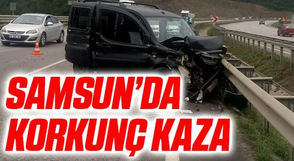 Samsun'da hafif ticari araç bariyere çarptı: 5 yaralı