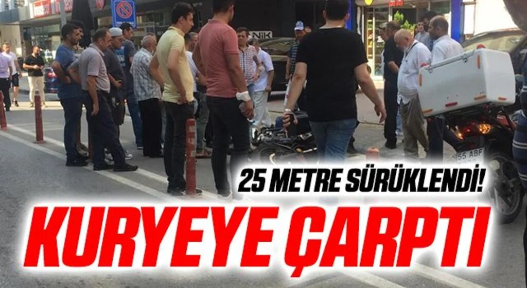 Samsun'da Trafik Kazası! Kuryeye çarptı
