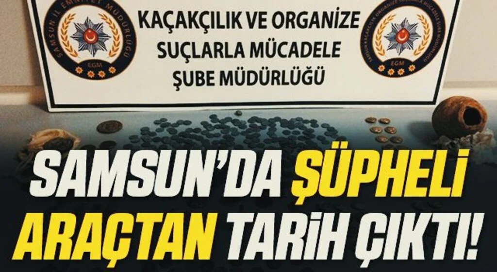 Şüpheli araçtan 429 adet sikke ve 3 adet heykel ele geçirildi