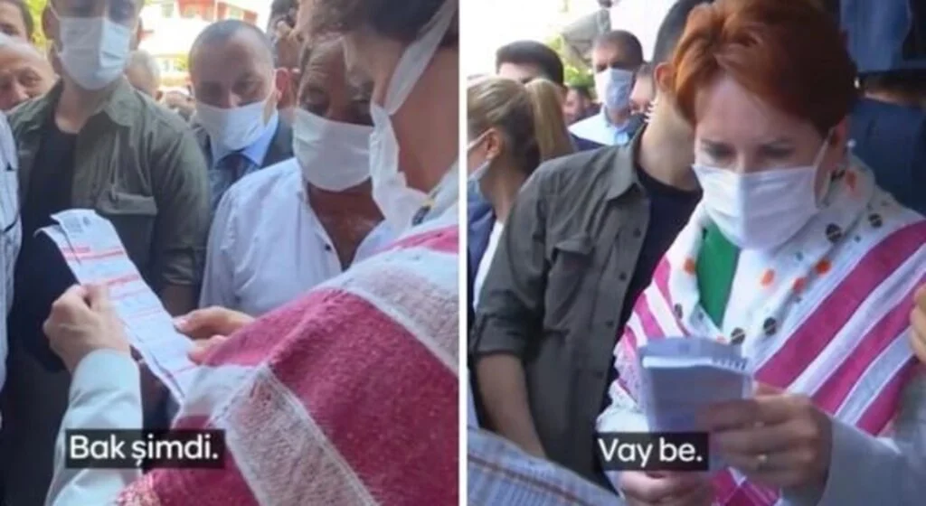 Vatandaşın gösterdiği faturadaki KDV tutarını gören Akşener şaşıp kaldı
