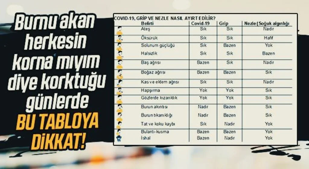 Grip-nezle ile Kovid-19’u ayırt etmenin yolu
