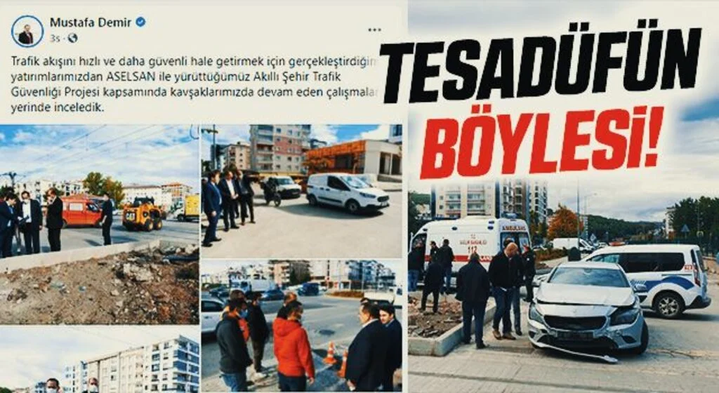Samsun'da 'Akıllı Kavşak' Düzenleme Çalışmalarının Devam Ettiği Bölgede Kaza!
