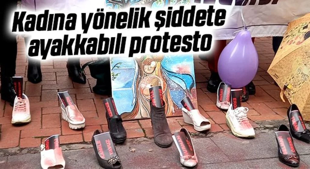 Kadına yönelik şiddete ayakkabılı protesto 