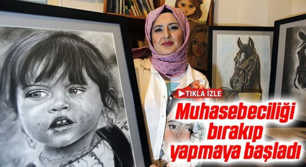 Muhasebeciliği bırakıp gerçekçi kara kalem portre ve karikatür yapmaya başladı