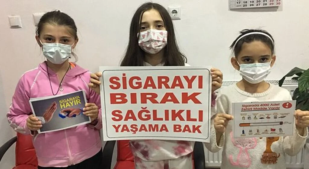 Sigara fabrikası bulunan ilçede minikler sigaraya 'hayır' dedi