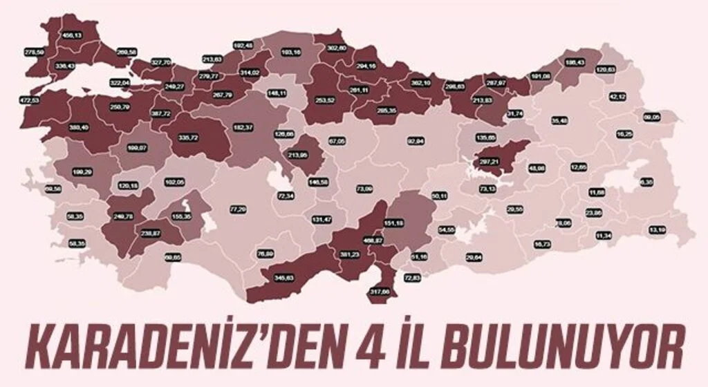 En çok aşılama yapılan ilk 10 il arasında Karadeniz’den 4 il bulunuyor