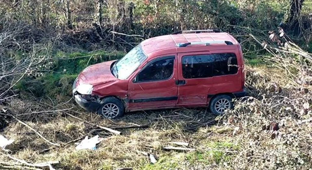 Hafif ticari araç şarampole devrildi: 4 yaralı